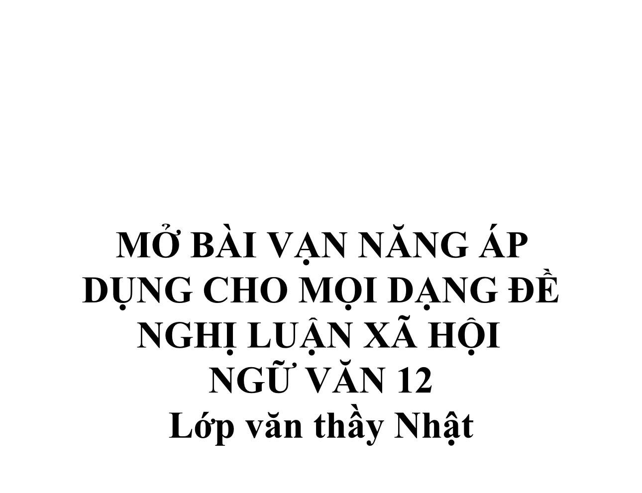 Ảnh minh họa cho MỞ BÀI VẠN NĂNG CHO BÀI NGHỊ LUẬN XÃ HỘI