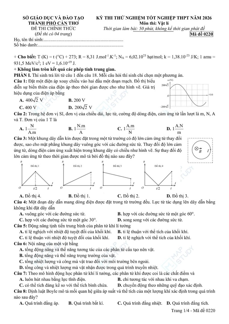 Ảnh minh họa cho Thi thử tốt nghiệp THPT 2026 - Sở Cần Thơ
