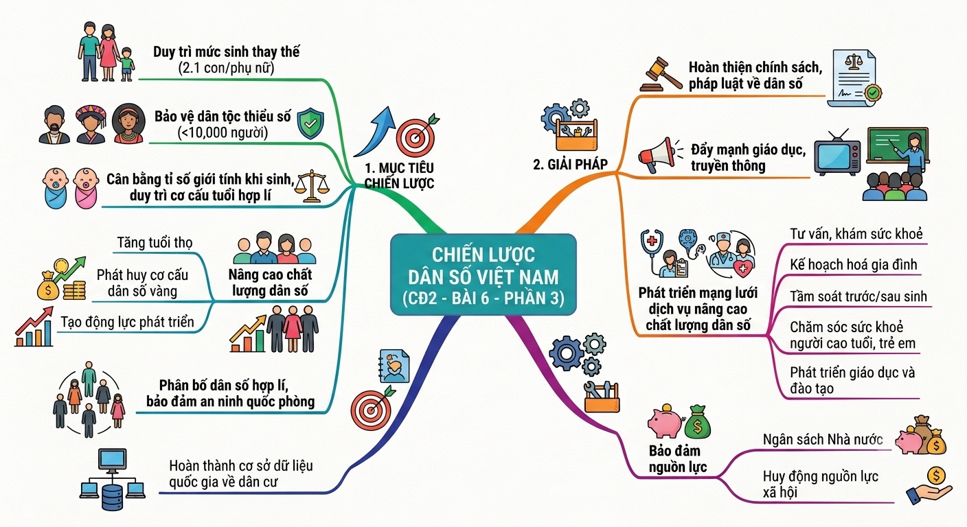 Ảnh minh họa cho CĐ2 - BÀI 6 - PHẦN 3: SƠ ĐỒ TƯ DUY DÂN SỐ VIỆT NAM