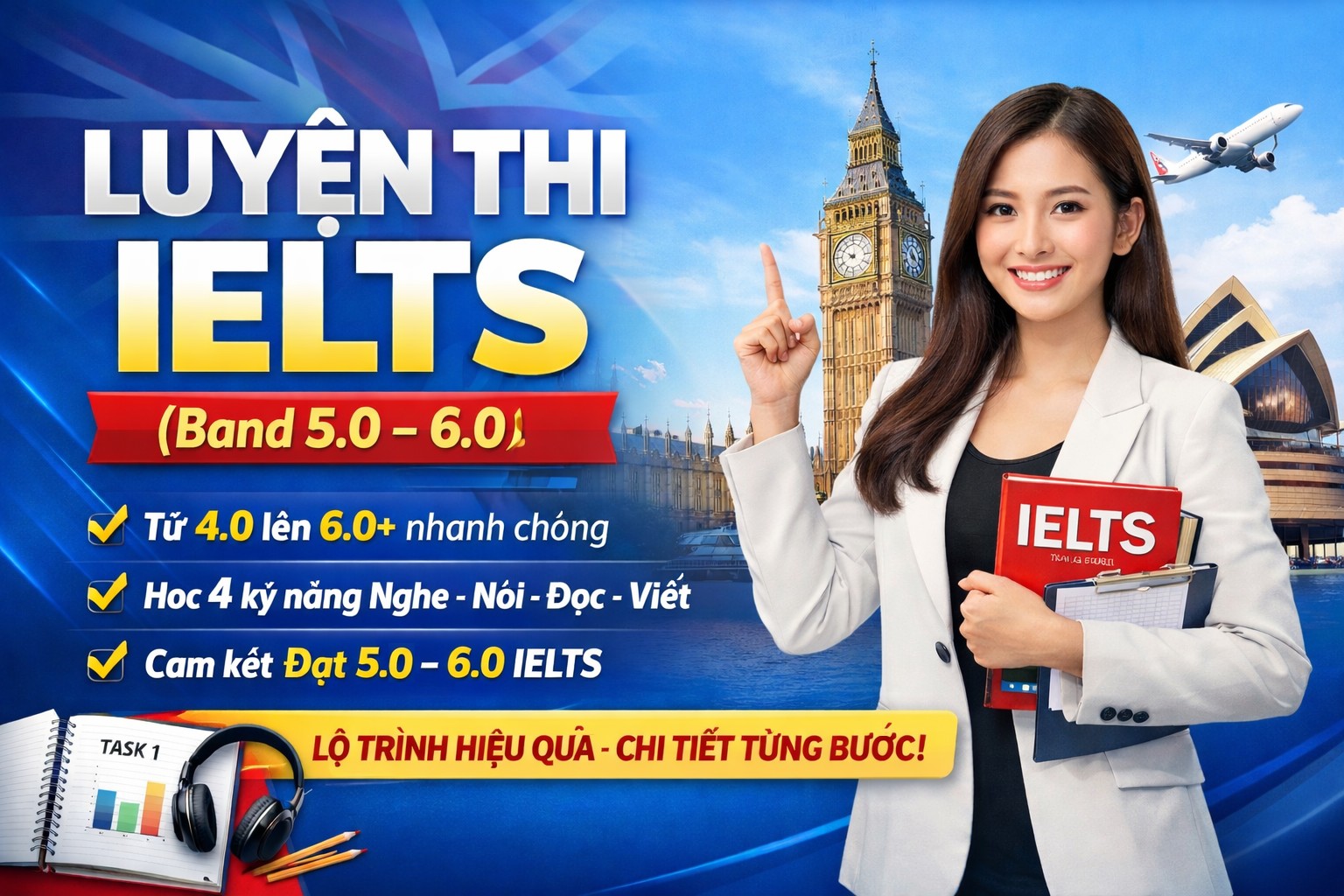 Ảnh minh họa cho KHÓA LUYỆN IELTS 5.0 + DÀNH CHO CÁC BẠN MUỐN ĐẠT MỤC TIÊU