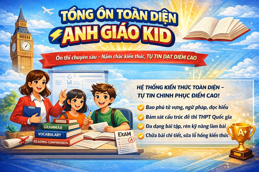 KHÓA HỌC TỔNG ÔN TOÀN DIỆN CÙNG ANH GIÁO KID