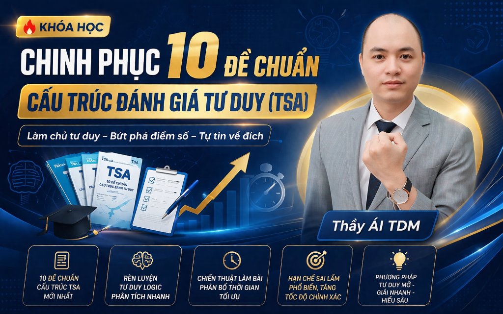 CHINH PHỤC 10 ĐỀ CHUẨN CẤU TRÚC ĐÁNH GIÁ TƯ DUY (TSA)_THẦY ÁI