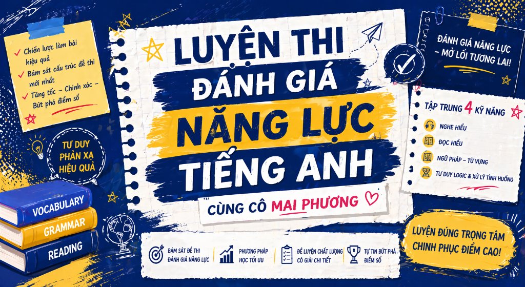 KHÓA LUYỆN THI ĐÁNH GIÁ NĂNG LỰC TIẾNG ANH CÙNG CÔ MAI PHƯƠNG