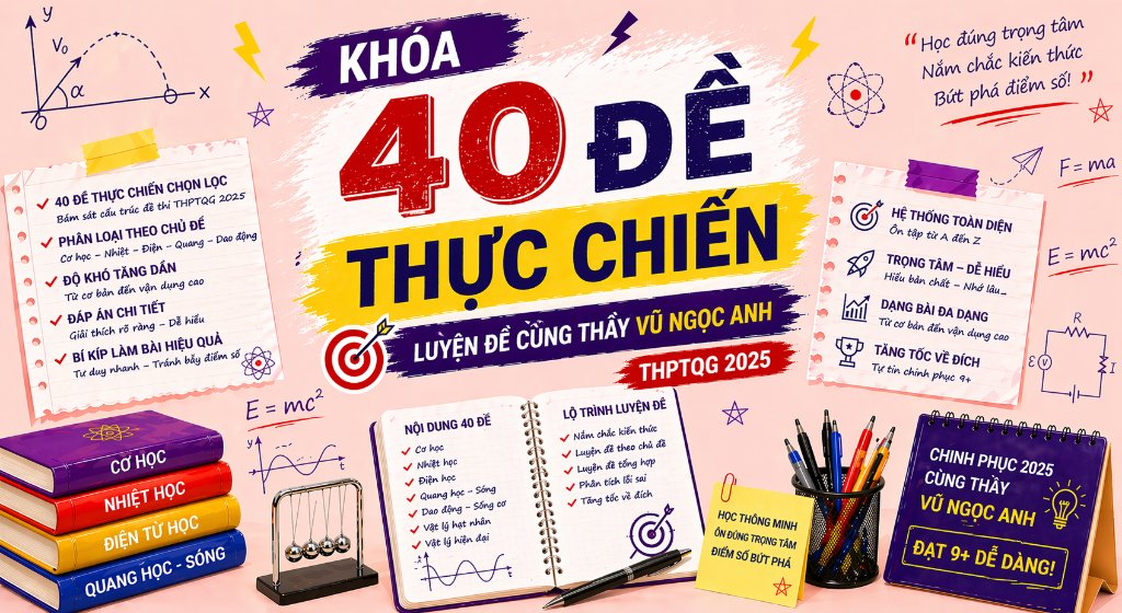 KHÓA 40 ĐỀ THỰC CHIẾN - LUYỆN ĐỀ CÙNG THẦY VŨ NGỌC ANH THPTQG 2025