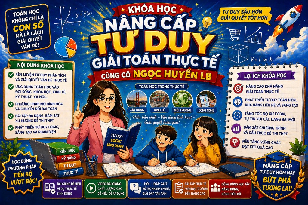 KHÓA HỌC NÂNG CẤP TƯ DUY GIẢI TOÁN THỰC TẾ CÔ NGỌC HUYỀN LB