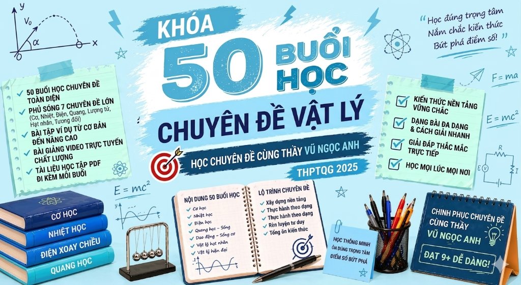 KHÓA 50 BUỔI HỌC CHUYÊN ĐỀ VẬT LÝ CÙNG THẦY ĐỖ NGỌC HÀ