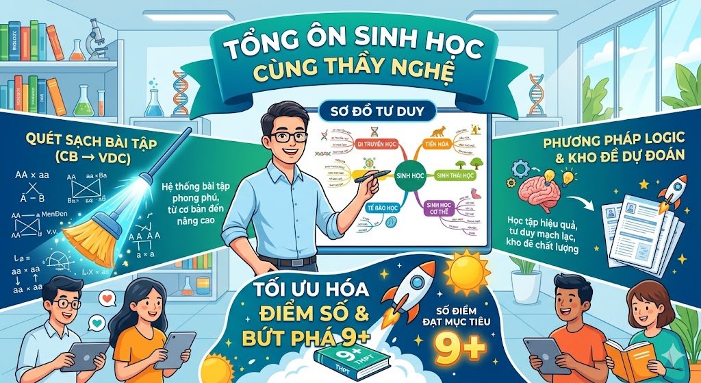 KHÓA HỌC TỔNG ÔN SINH HỌC CÙNG THẦY NGHỆ