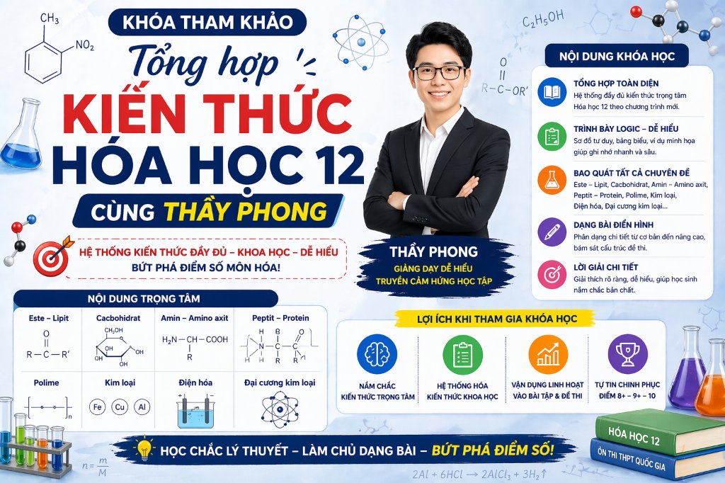 KHÓA THAM KHẢO TỔNG HỢP KIẾN THỨC HÓA HỌC 12