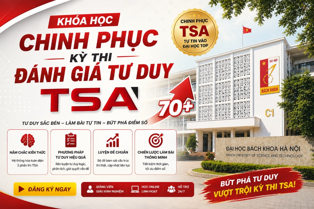 CHINH PHỤC KỲ THI ĐÁNH GIÁ TƯ DUY TSA - BÁCH KHOA