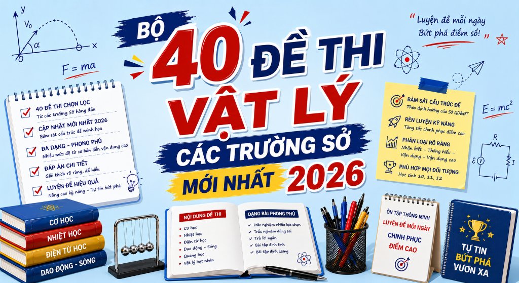 BỘ 40 ĐỀ THI VẬT LÝ CÁC TRƯỜNG SỞ MỚI NHẤT 2026
