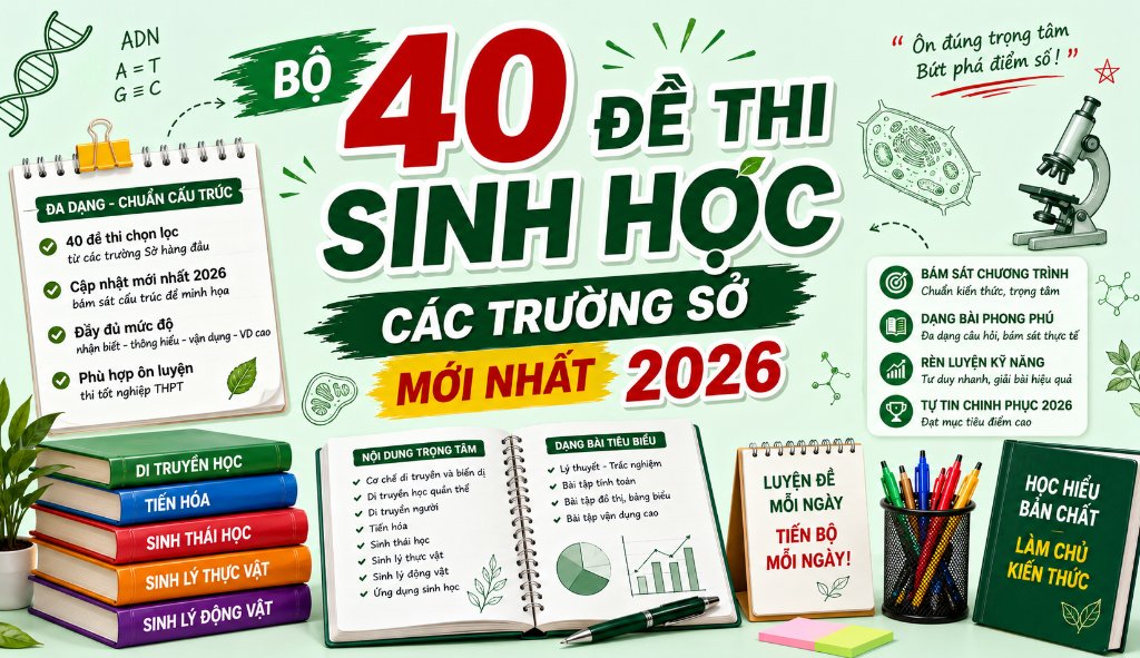 BỘ 40 ĐỀ THI SINH HỌC CÁC TRƯỜNG SỞ MỚI NHẤT 2026