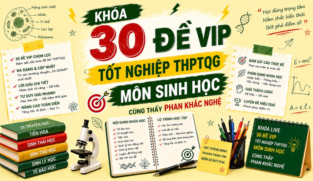KHÓA LIVE 30 ĐỀ VIP TỐT NGHIỆP THPTQG MÔN SINH HỌC CÙNG THẦY PHAN KHẮC NGHỆ