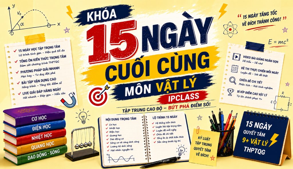 KHÓA 15 NGÀY CUỐI CÙNG MÔN VẬT LÝ IPCLASS