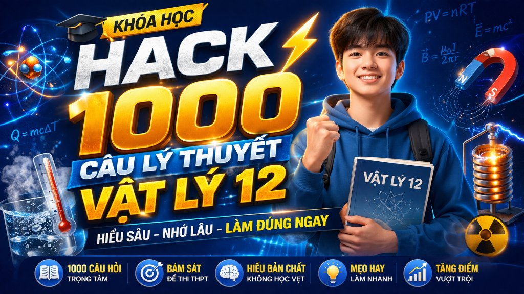 HACK 1000 CÂU LÝ THUYẾT VẬT LÝ 12 TRONG 10 NGÀY