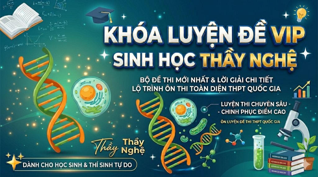 KHÓA TNPT LUYỆN ĐỀ VIP SINH HỌC THẦY NGHỆ