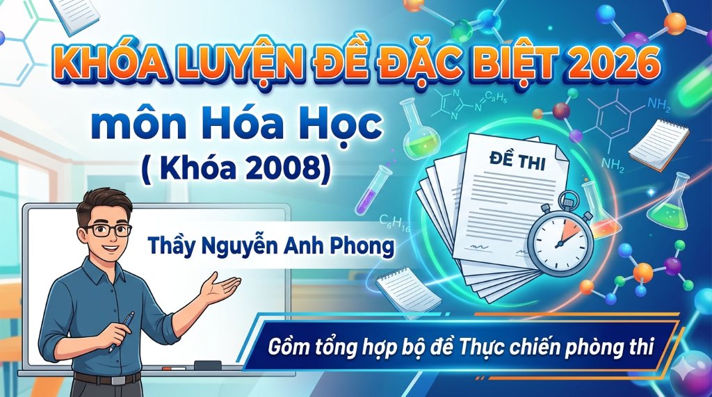 KHÓA LUYỆN ĐỀ ĐẶC BIỆT 2026 môn Hóa Học ( Khóa 2008)