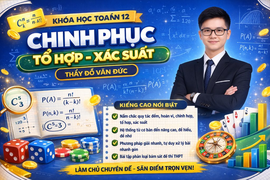 KHÓA HỌC TOÁN 12 CHINH PHỤC TỔ HỢP XÁC SUẤT CÙNG THẦY ĐỖ VĂN ĐỨC