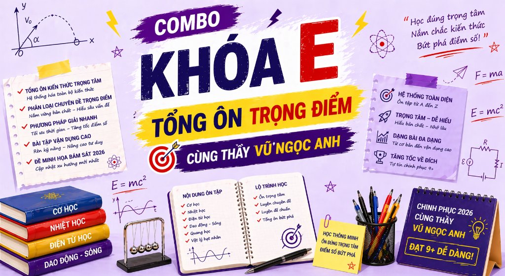 COMBO KHÓA E - TỔNG ÔN TRỌNG ĐIỂM CÙNG THẦY VŨ NGỌC ANH
