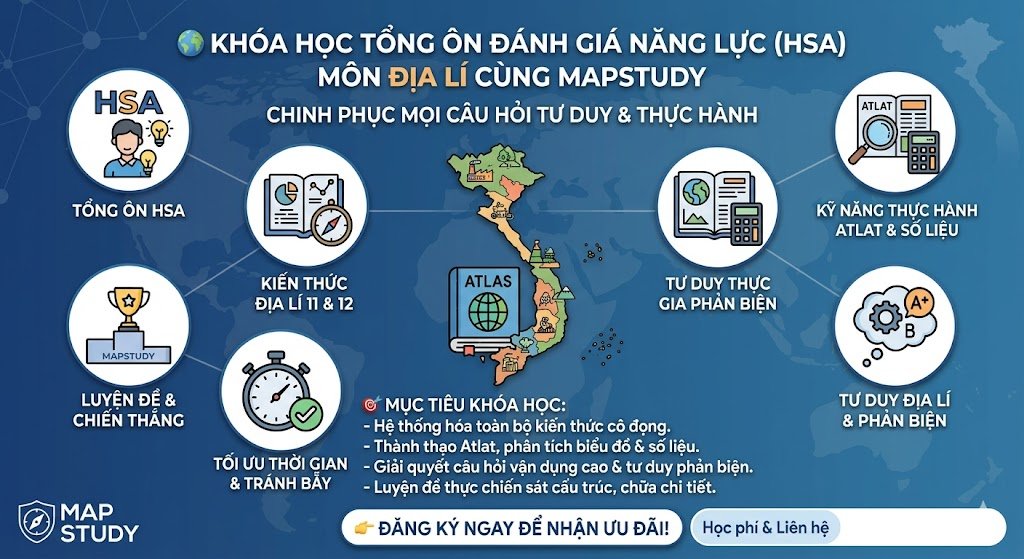 TỔNG ÔN ĐỊA LÍ HSA CÙNG MAPSTUDY