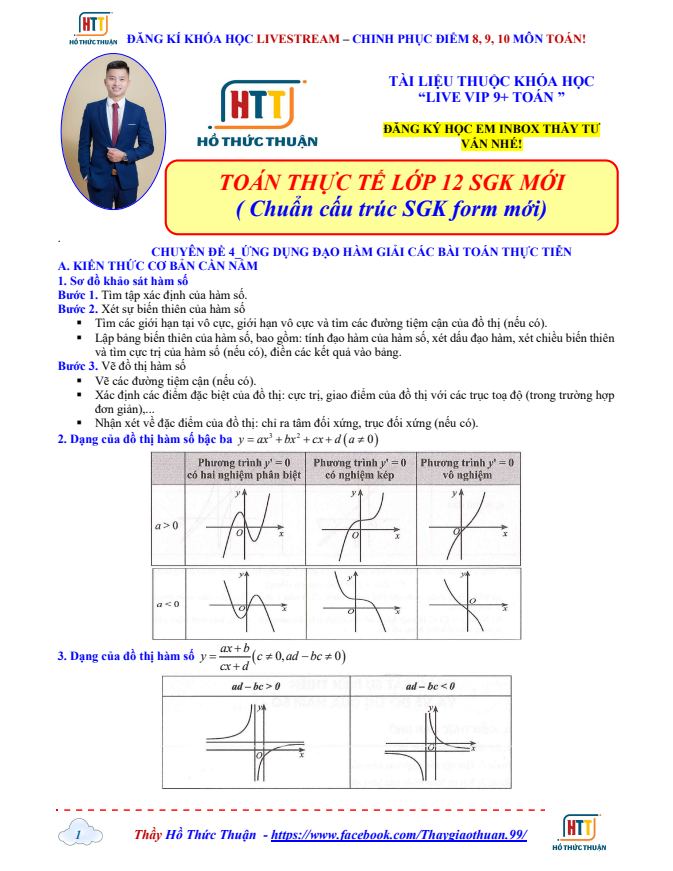 Ảnh minh họa cho Chủ đề 04- Ứng dụng đạo hàm giải toán thực tế