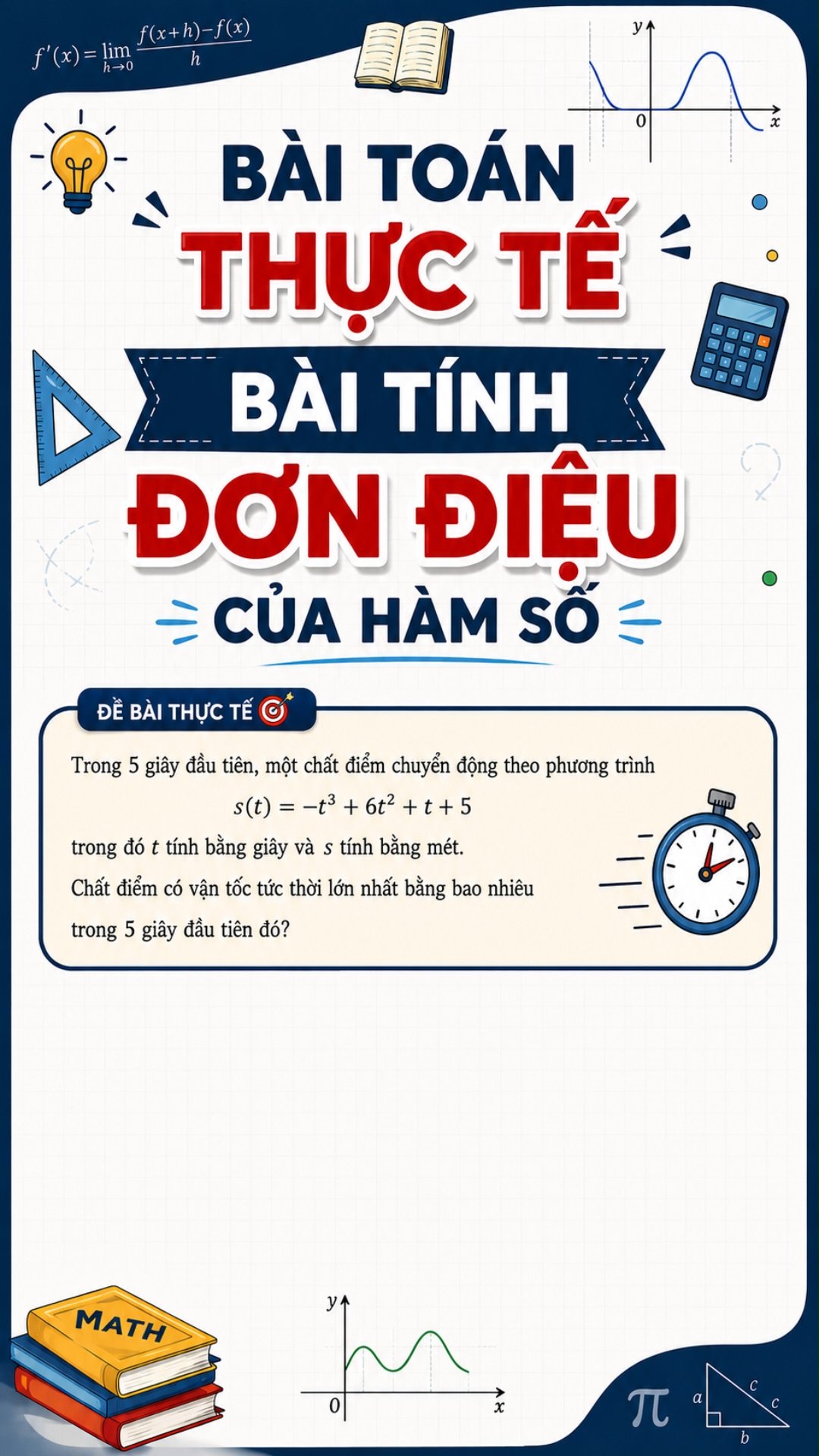 Ảnh minh họa cho TÍNH ĐƠN ĐIỆU CỦA HÀM SỐ CÁC EM HÃY COMMENT ĐÁP ÁN PHÍA BÊN DƯỚI NHÉ