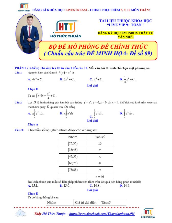 Ảnh minh họa cho ĐỀ THI THỬ CHỐT HẠ ĐỀ THI TỐT NGHIỆP THPT ĐỀ 09
