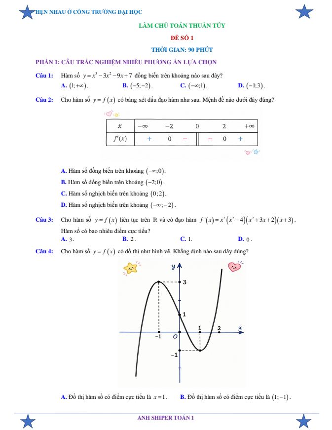Ảnh minh họa cho Toán thuần túy đề số 1