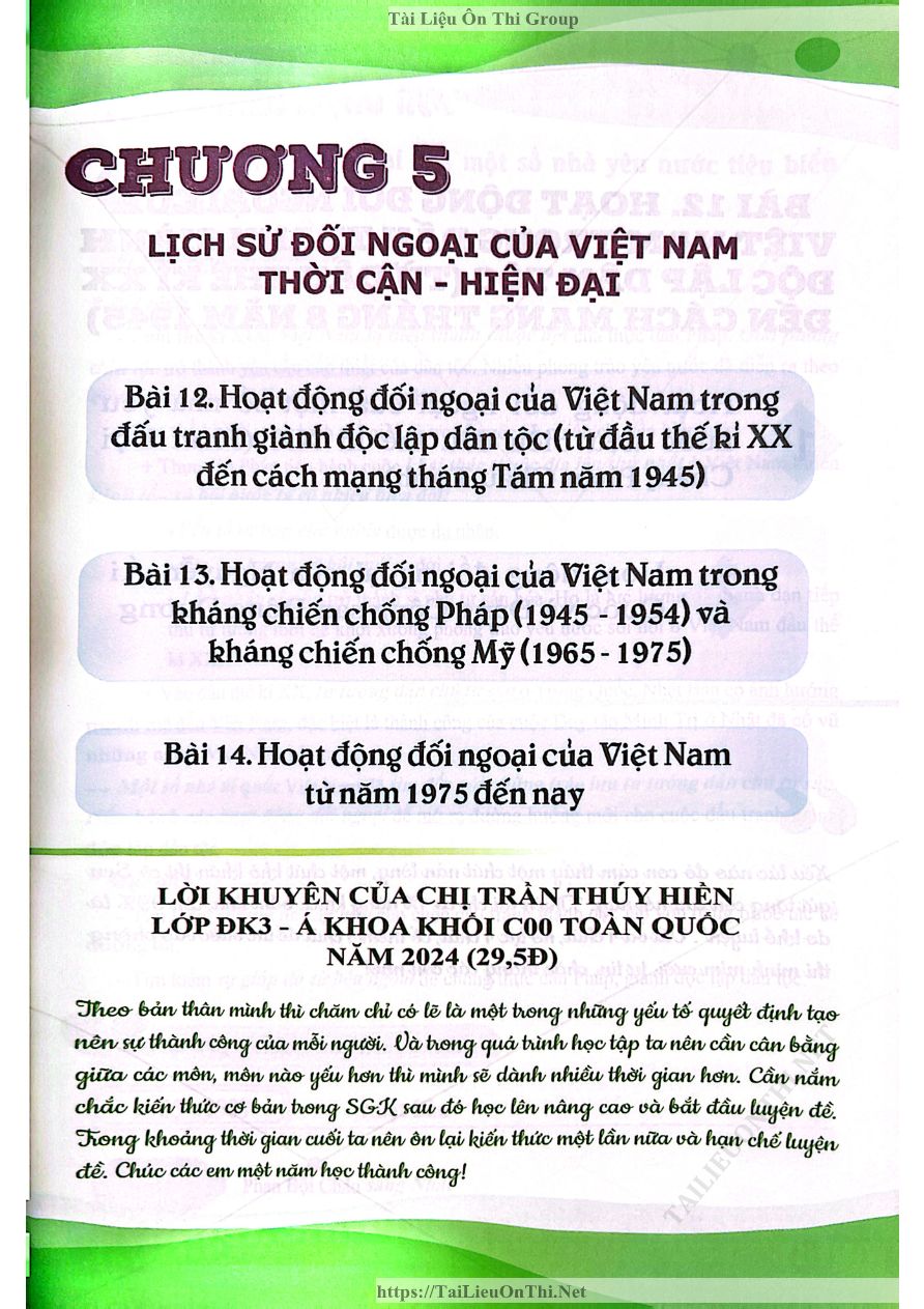 Ảnh minh họa cho Làm chủ kiến thức môn lịch sử TPTQG