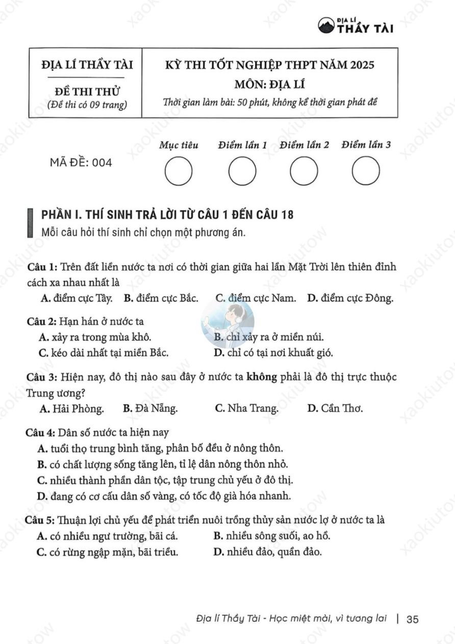 Ảnh minh họa cho LUYỆN ĐỀ ĐỊA THPT