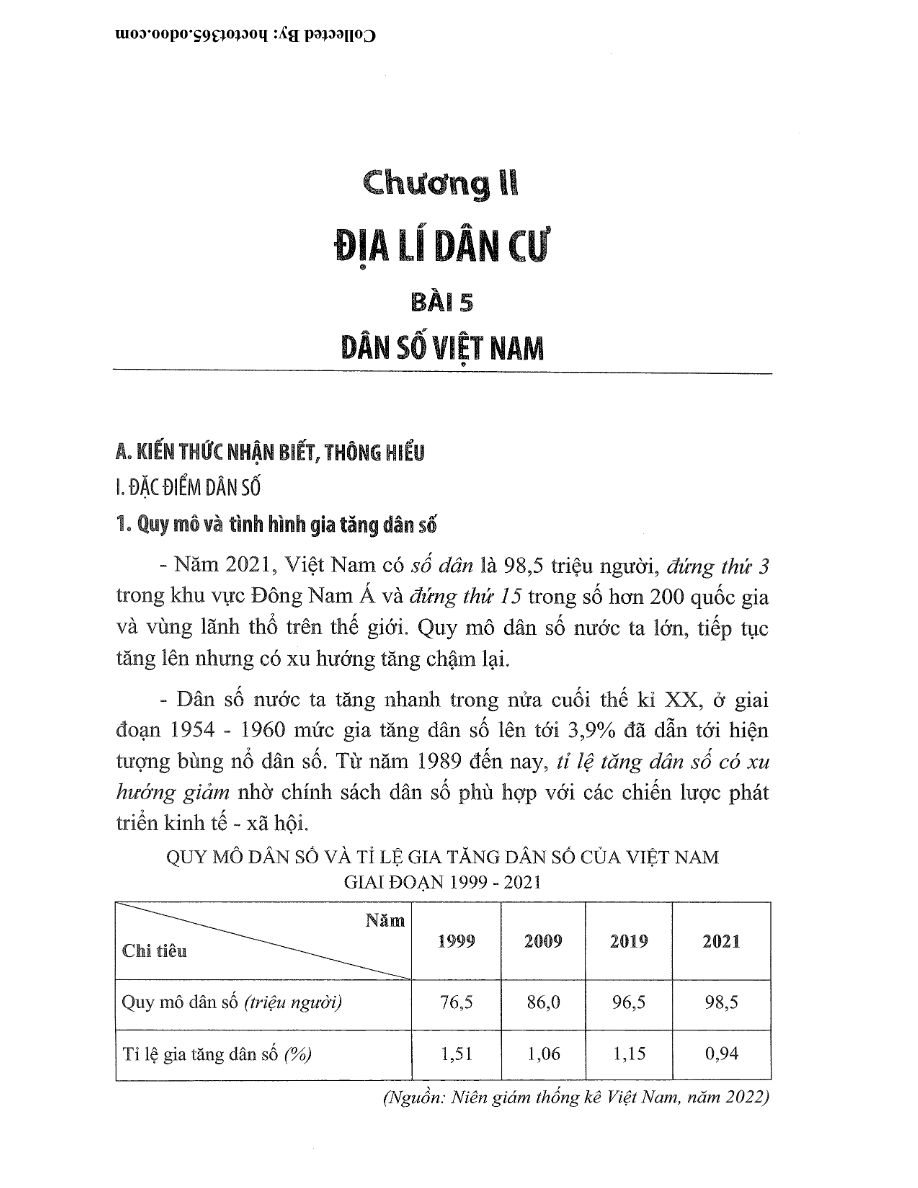 Ảnh minh họa cho Nội dung và bài tập Dân số Việt Nam