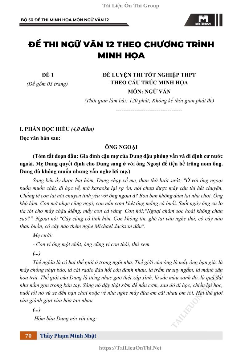 Ảnh minh họa cho Đề minh họa số 1 bám sát cấu trúc ĐGNL