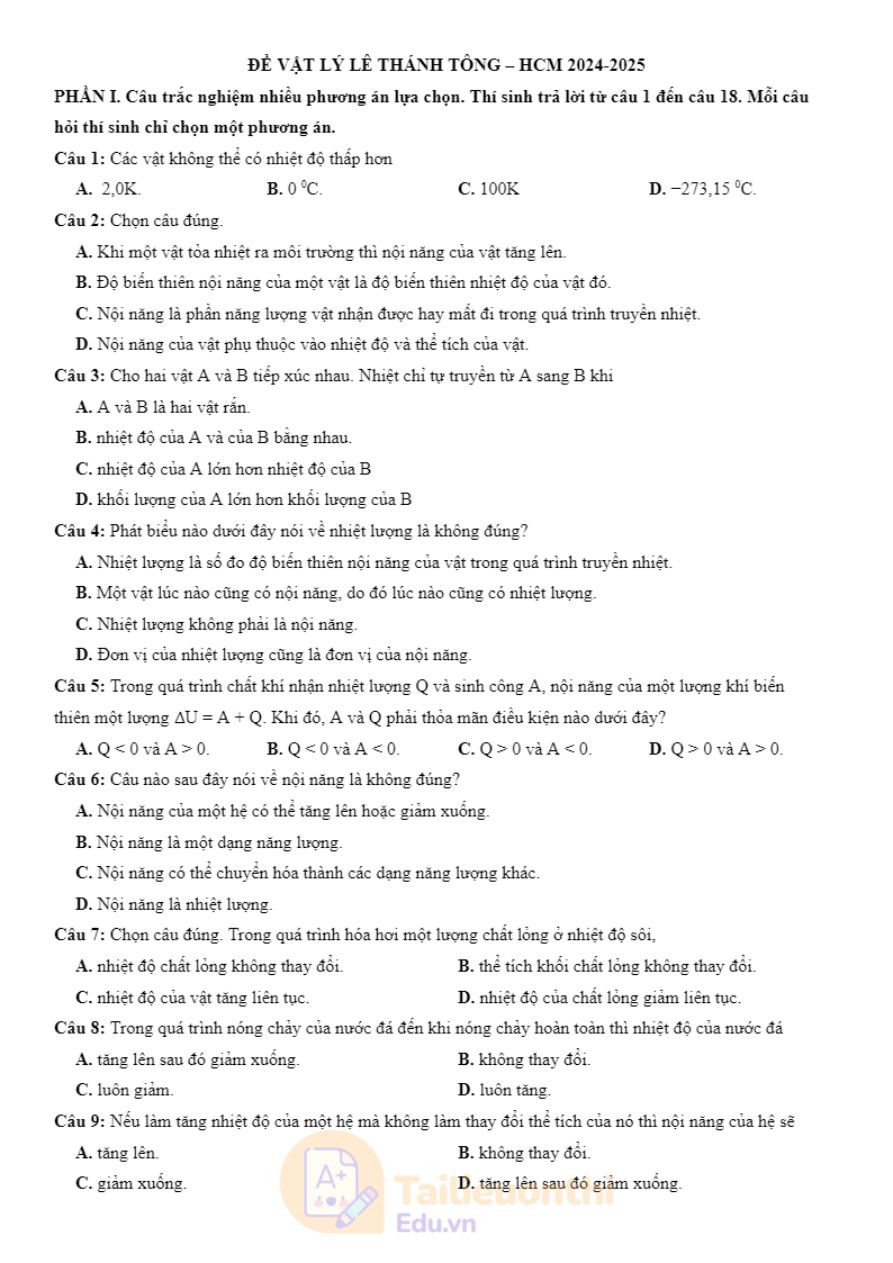 Ảnh minh họa cho Đề thi thử Vật Lý THPT