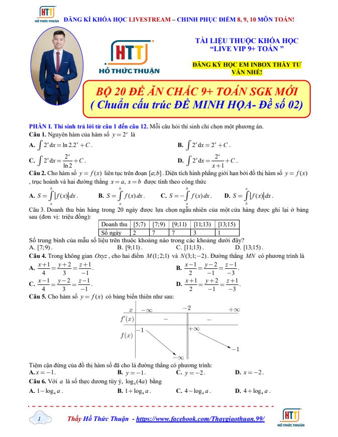 Ảnh minh họa cho Đề Luyện Thi THPT QG Toán 2026