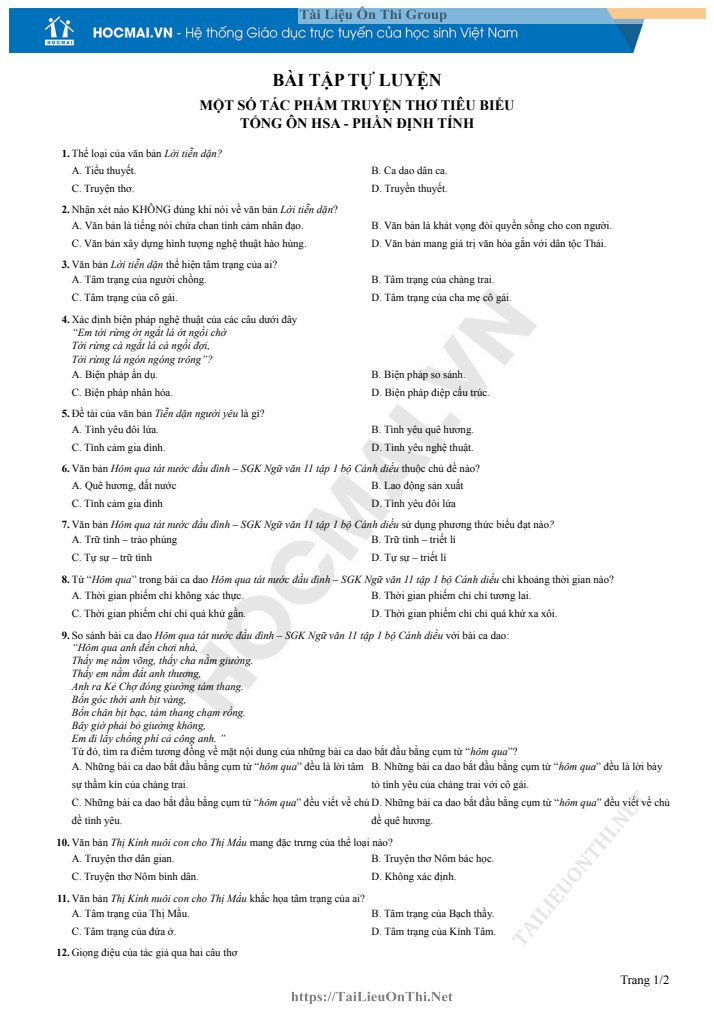 Ảnh minh họa cho LUYỆN ĐỀ HSA SỐ 06