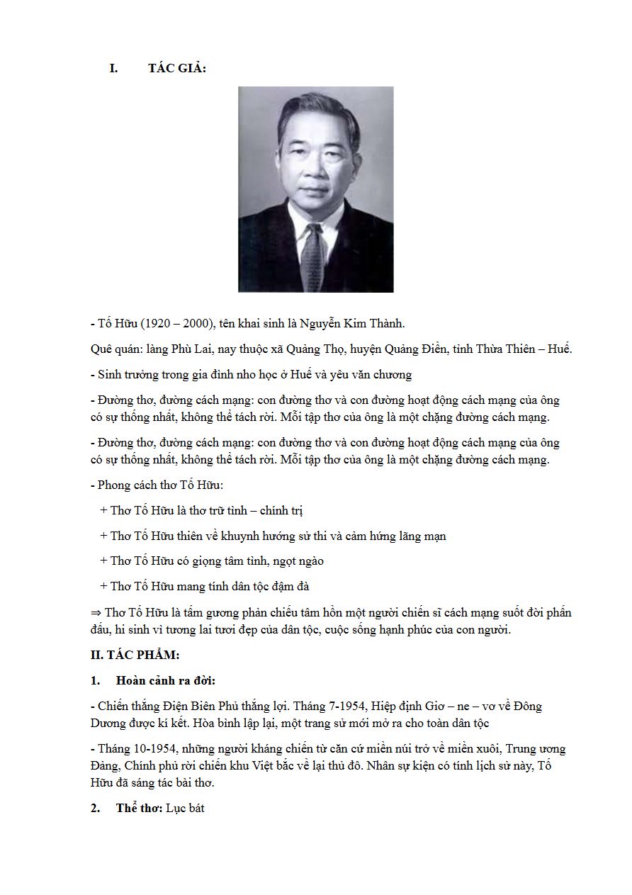 Ảnh minh họa cho TÁC GIẢ, TÁC PHẨM "VIỆT BẮC"