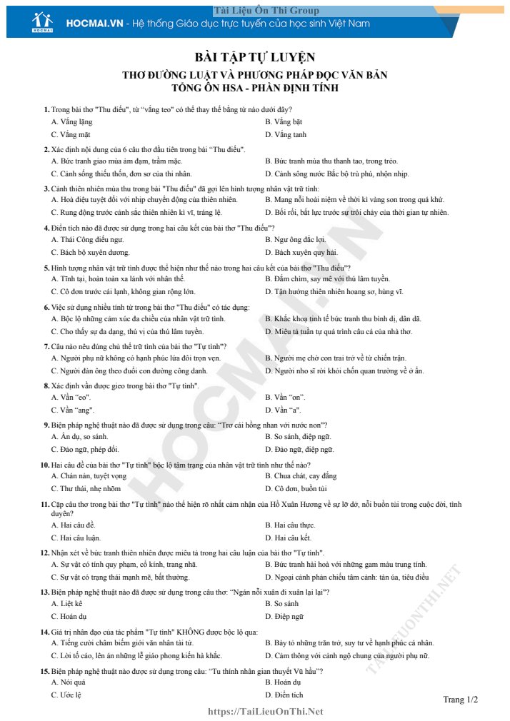 Ảnh minh họa cho LUYỆN ĐỀ HSA SỐ 07