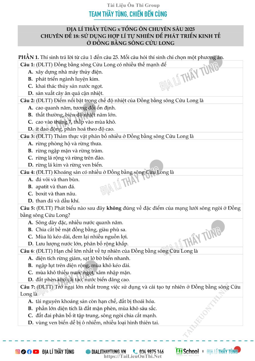 Ảnh minh họa cho BÀI TẬP CHUYÊN ĐỀ 18 ĐỊA LÝ 12