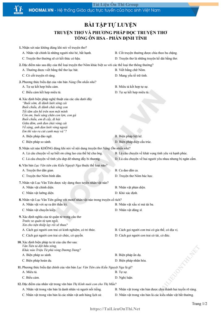 Ảnh minh họa cho LUYỆN ĐỀ HSA SỐ 05