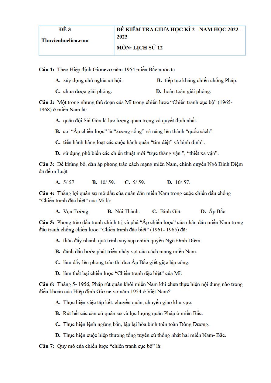 Ảnh minh họa cho Ôn đề thi môn lịch sử THPTQG