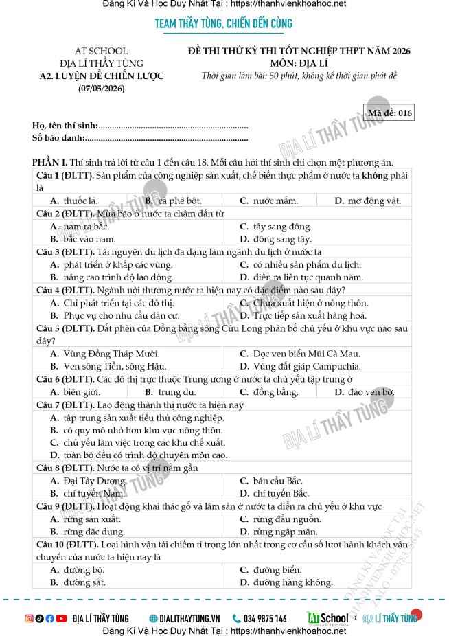 Ảnh minh họa cho LUYỆN THI ĐỊA LÍ THPT