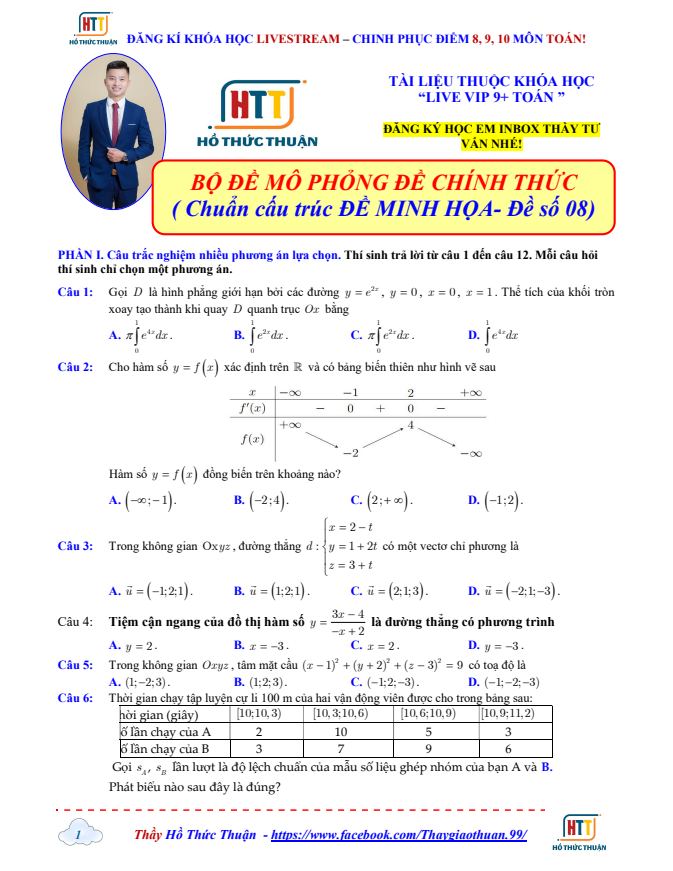 Ảnh minh họa cho ĐỀ THI THỬ CHỐT HẠ ĐỀ THI TỐT NGHIỆP THPT ĐỀ 08