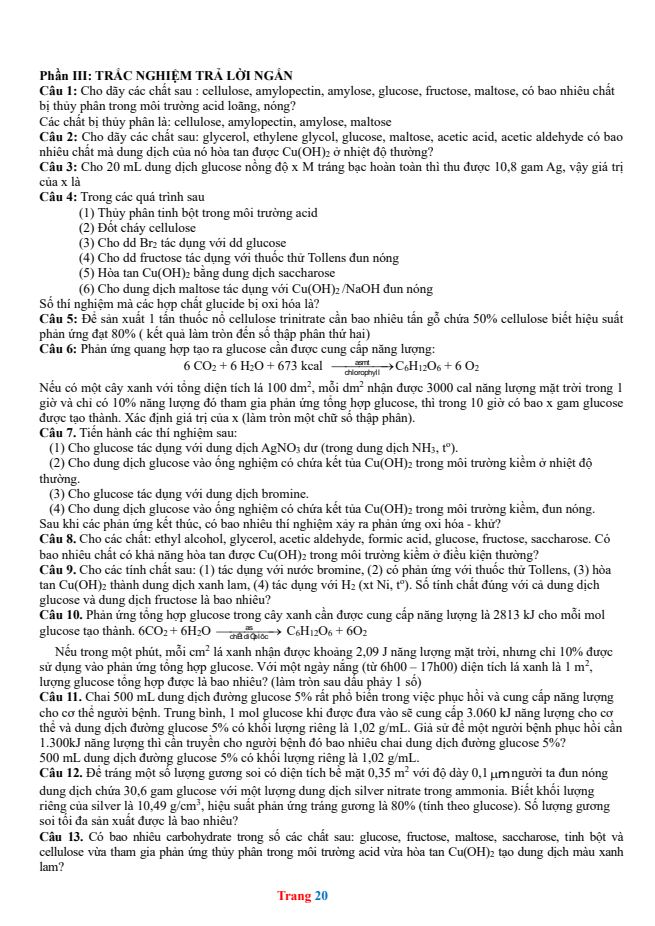 Ảnh minh họa cho trac-nghiem-tra-loi-ngan-carbohydrate-1