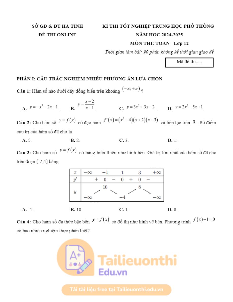 Ảnh minh họa cho Luyện đề THPT môn Toán
