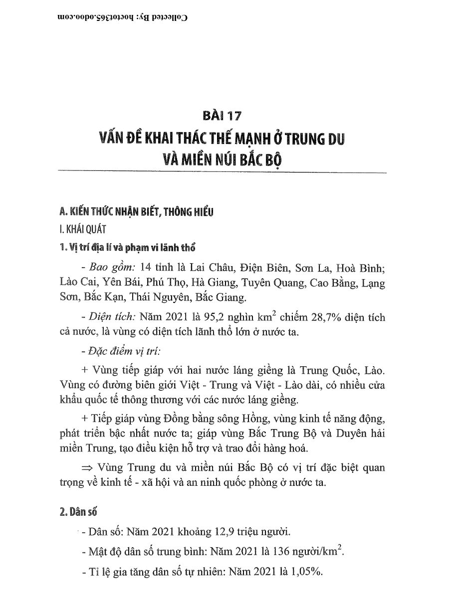 Ảnh minh họa cho Nội dung và bài tập phần trung du và miền núi phía Bắc
