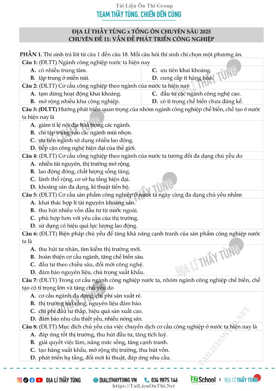 Ảnh minh họa cho Câu hỏi địa lí chuyên đề 11 p1