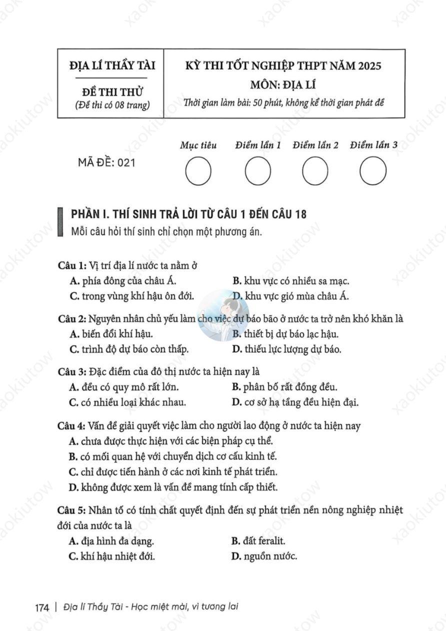Ảnh minh họa cho Đề Thi Địa THPT