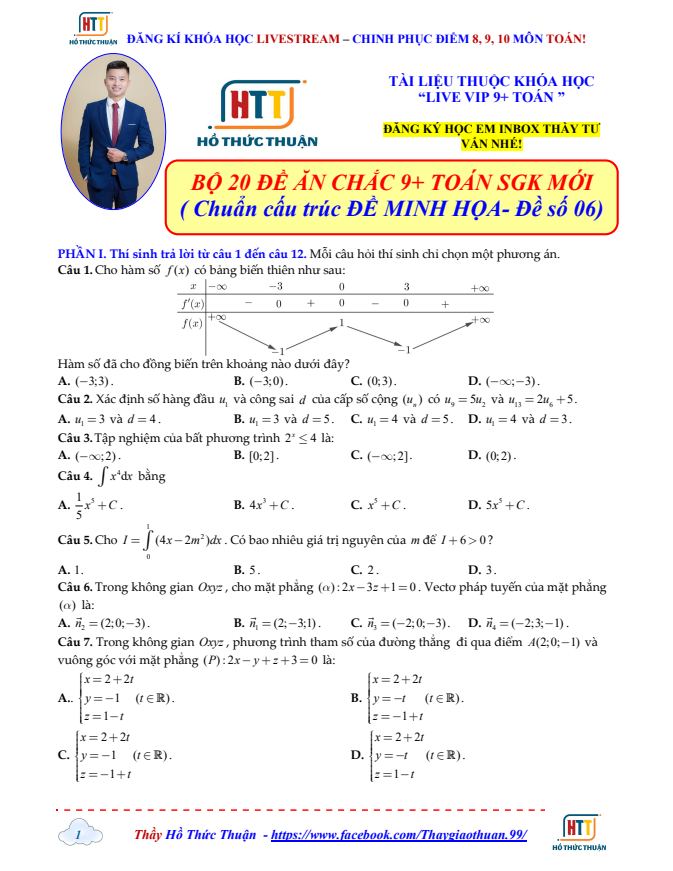 Ảnh minh họa cho Đề Luyện Thi THPT QG Toán 2026