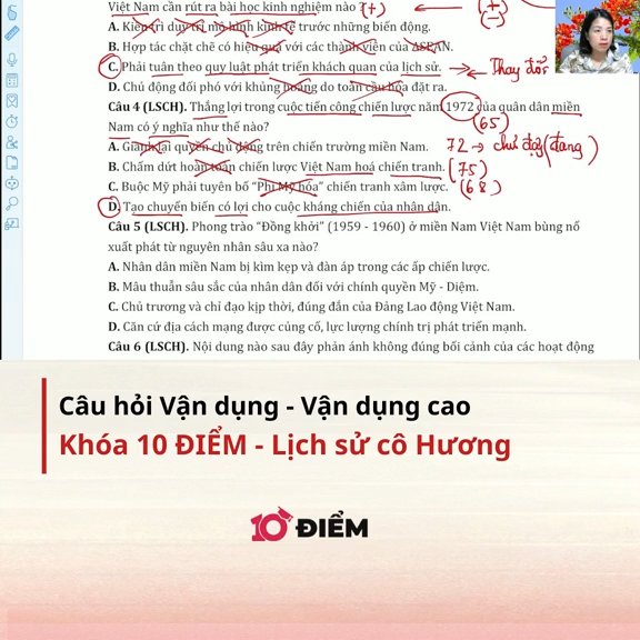 Ảnh minh họa cho CHINH PHỤC CÂU HỎI VẬN DỤNG - VẬN DỤNG CAO CÙNG CÔ HƯƠNG P4