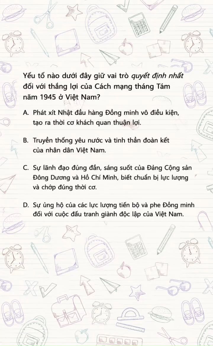 Ảnh minh họa cho VIDEO CHUYÊN ĐỀ 3: CÁCH MẠNG THÁNG TÁM, CHIẾN TRANH GIẢI PHÓNG DÂN TỘC VÀ CHIẾN TRANH BẢO VỆ TỔ QUỐC TRONG LỊCH SỬ VIỆT NAM ( 8/1945 ĐẾN NAY ) - BÀI 6: CÁCH MẠNG THÁNG TÁM NĂM 1945 - PHẦN 3: NGUYÊN NHÂN THẮNG LỢI