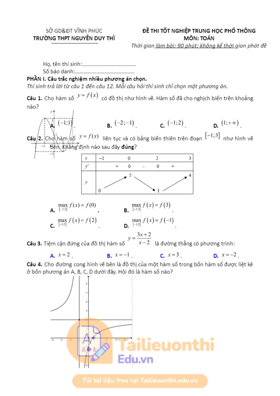 Ảnh minh họa cho Luyện đề thi THPT môn Toán